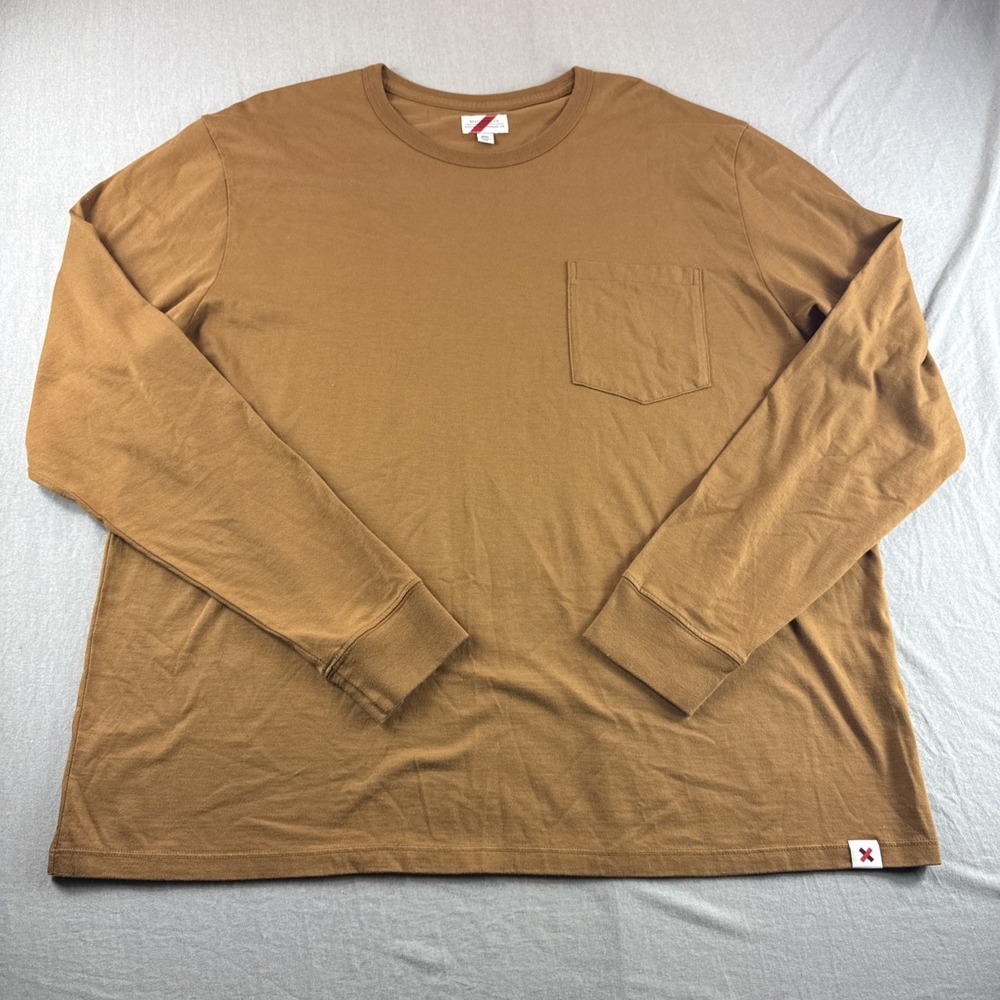 Best Made Co Long Sleeve Pocket T-Shirt Mens 2XL Brown Made in USA Supima Cotton